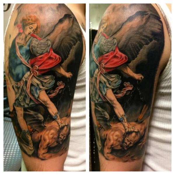 st michael the archangel tattoo sleeve