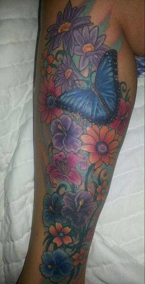 My Flowers and Butterfly tattoo