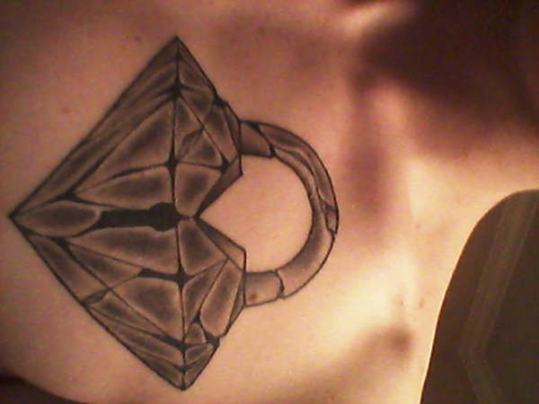 diamond heart lock tattoo