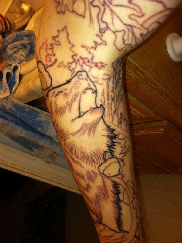 wolf on my wildlife sleeve tattoo