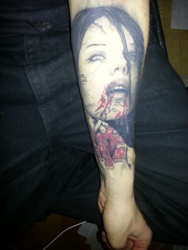Cover up horror chick tattoo