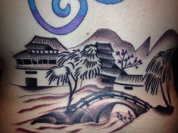 Japanese Pagoda Scene tattoo