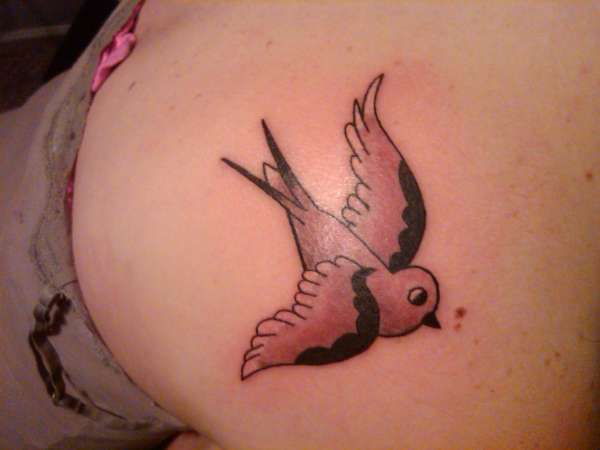 Lightly shaded Swallow tattoo