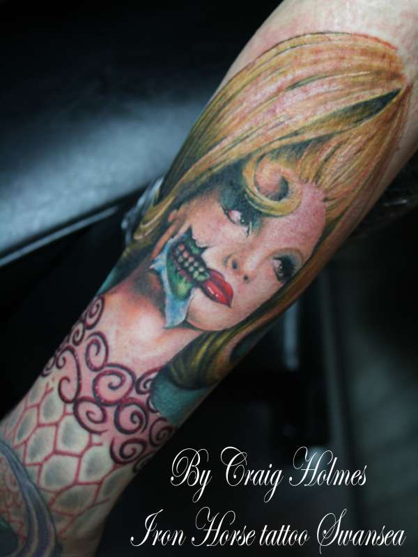 Mars attacks woman portrait by Craig Holmes tattoo