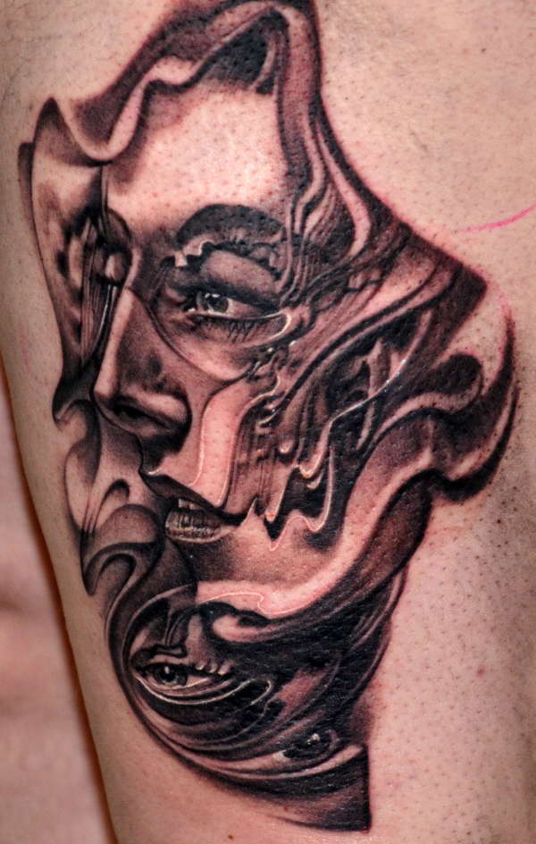 My Robert Hernandez thigh piece in progress. tattoo