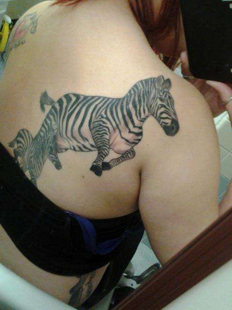 Zebra Back piece tattoo