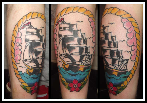 traditional ship. tattoo