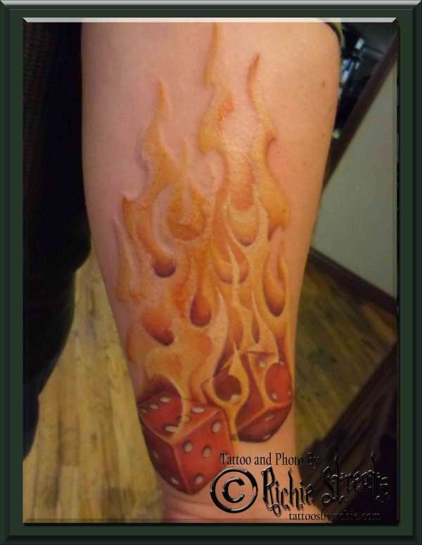 Flaming Dice Tattoo tattoo