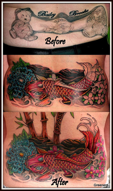 Japanese koi cover up tattoo