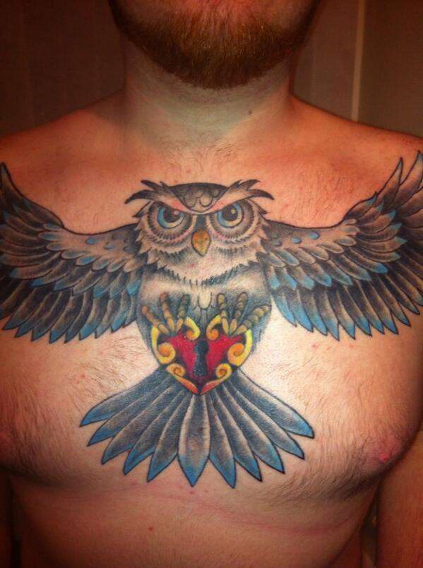My Owl Chest Piece. tattoo