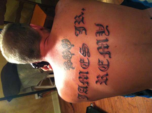 My friends sons names! Clean letters tattoo