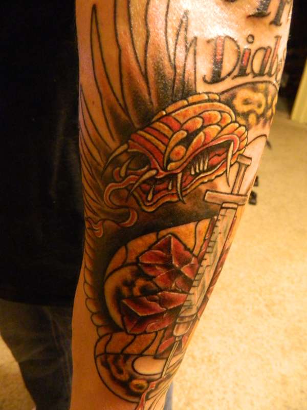 another angle& close up  of diabetic tat tattoo