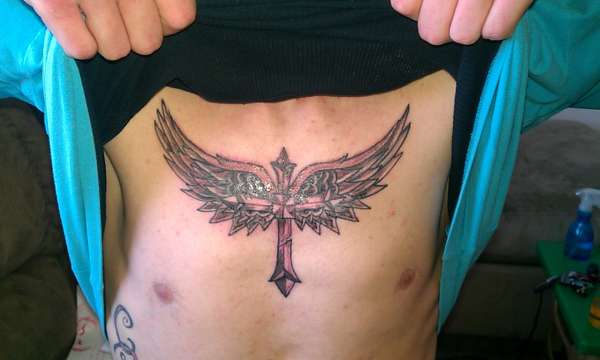 cross n wings tattoo