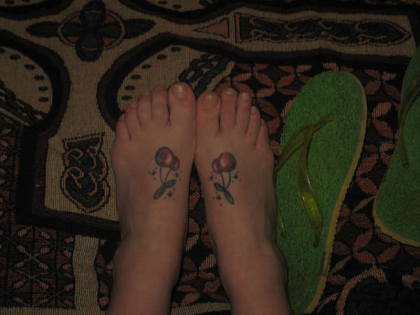 feet cherries tattoo