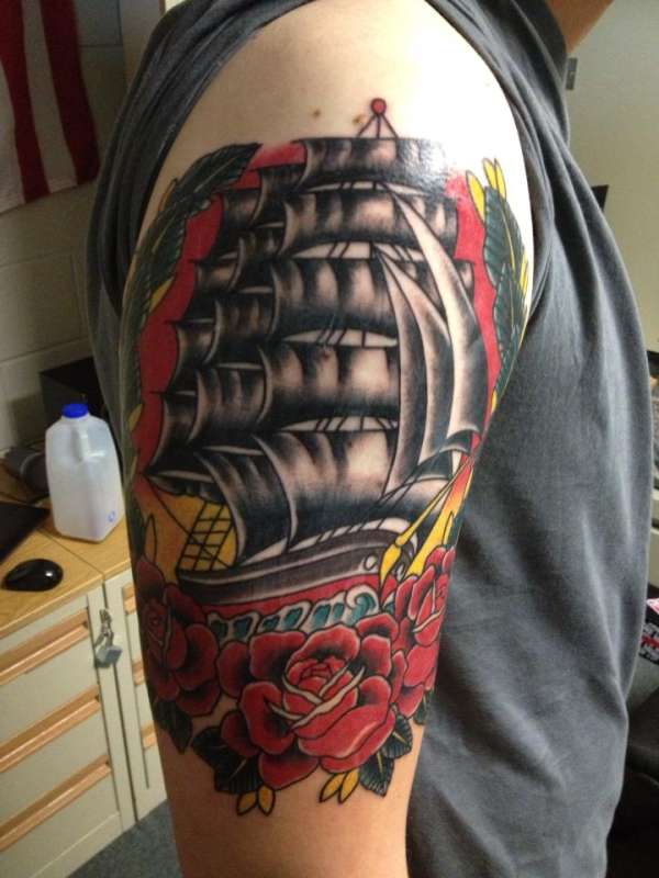 black clipper ship tattoo