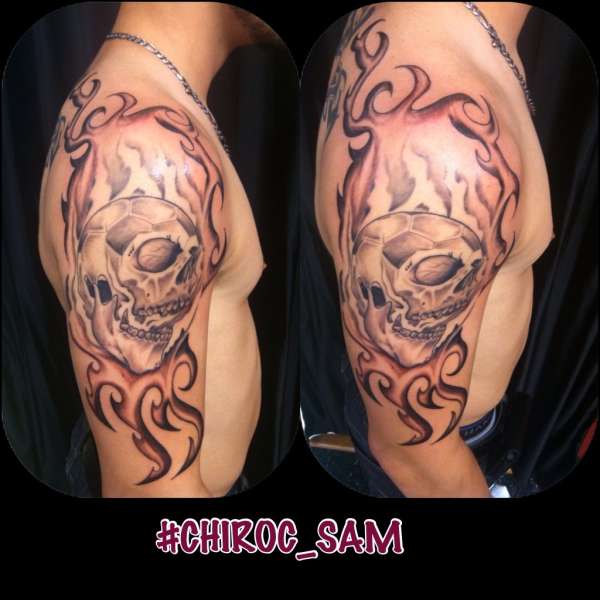 Custom soccerSkull tattoo