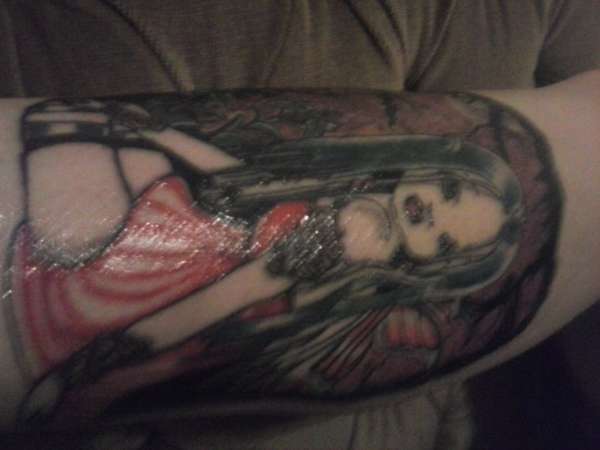 gothic fairy on my calf tattoo
