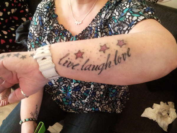 live, laugh, love. tattoo