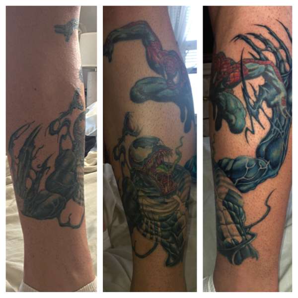 spider-man leg sleeve tattoo