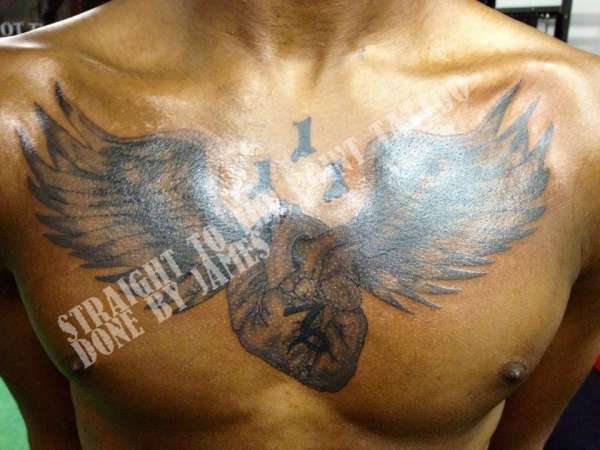 Heart and wings tattoo