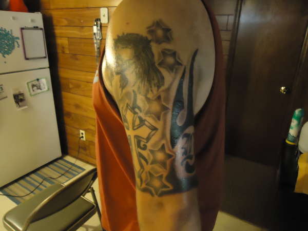 Tribal shading half sleeve tattoo