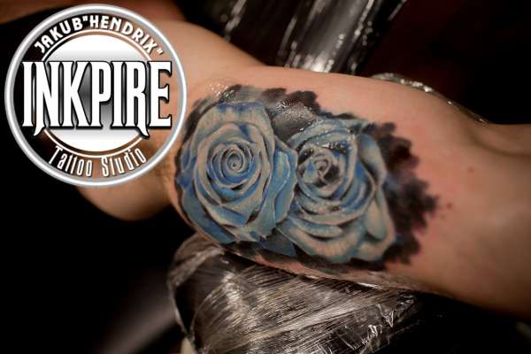 roses blue tattoo