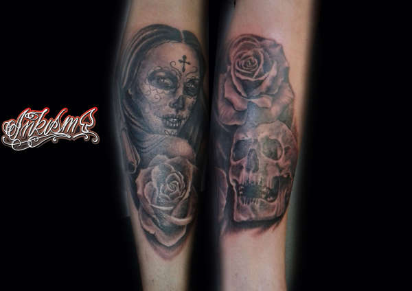 skull / candy skull / rose / sugar skull / day of the dead tattoo