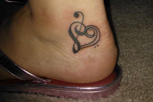 Bass & Treble Clef Heart tattoo