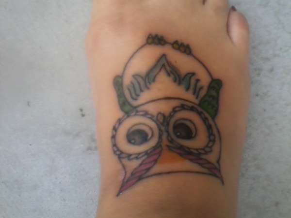 foot owl tattoo