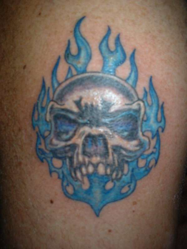 blue skull tattoo