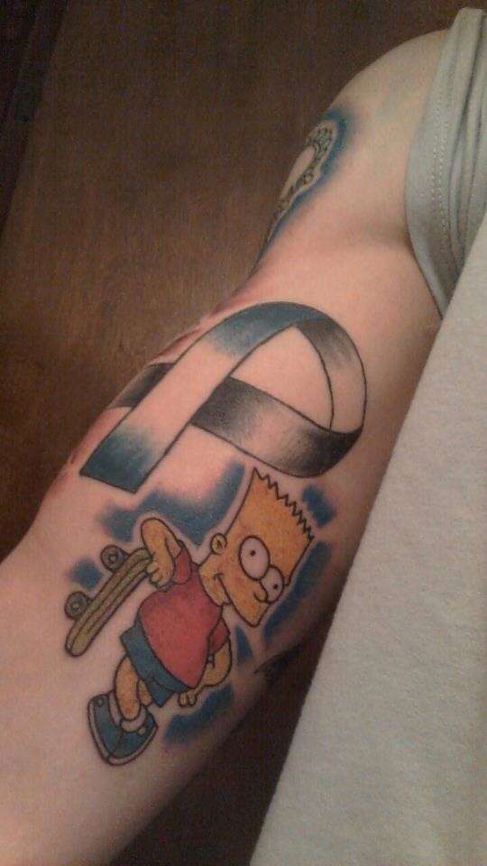 Bart and moms cancer ribbon tattoo