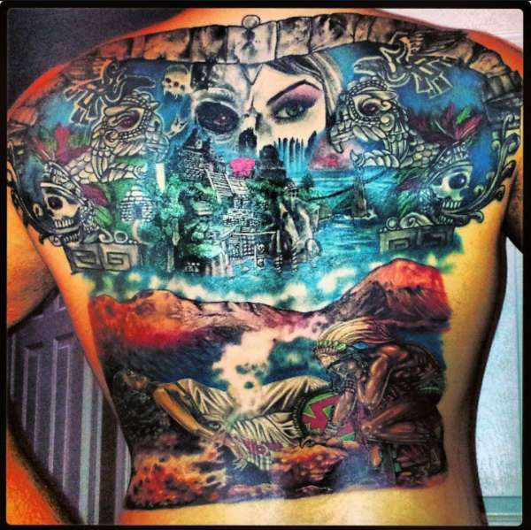 Color Aztec Custom tattoo