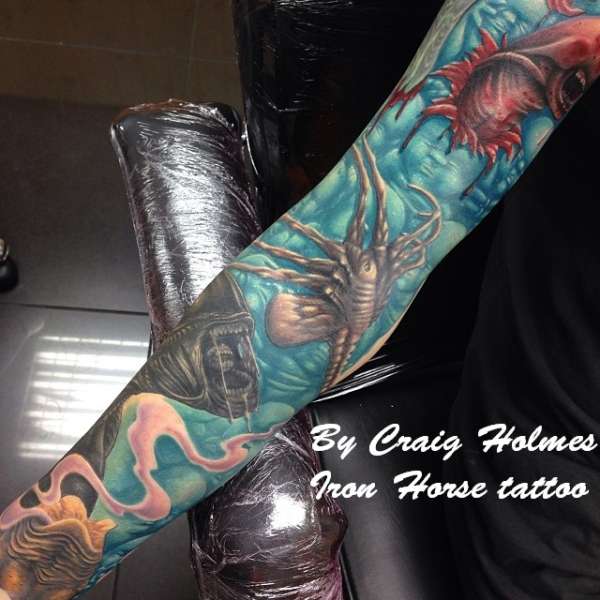 H.R. Giger Alien tattoo sleeve by Craig Holmes tattoo