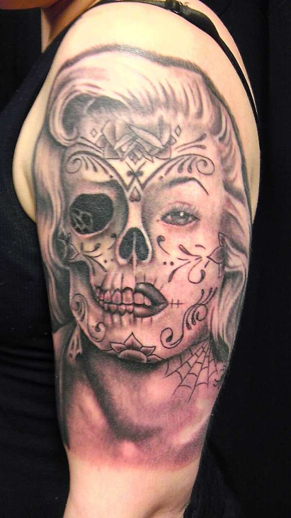 Skull Marilyn Monroe Tattoo by Doctor Ink Salem NH tattoo