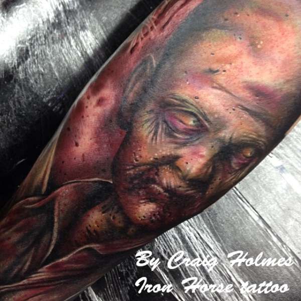 Walking dead zombie tattoo by Craig Holmes tattoo