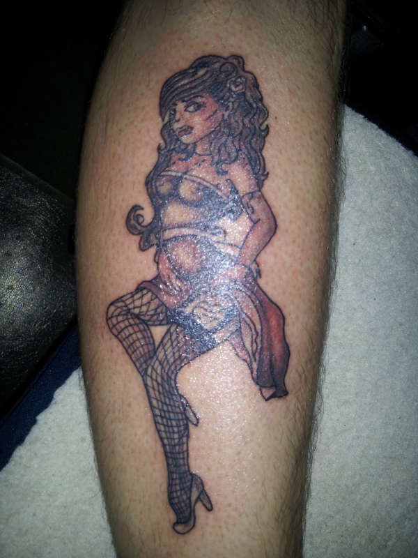 black n grey pin up tattoo