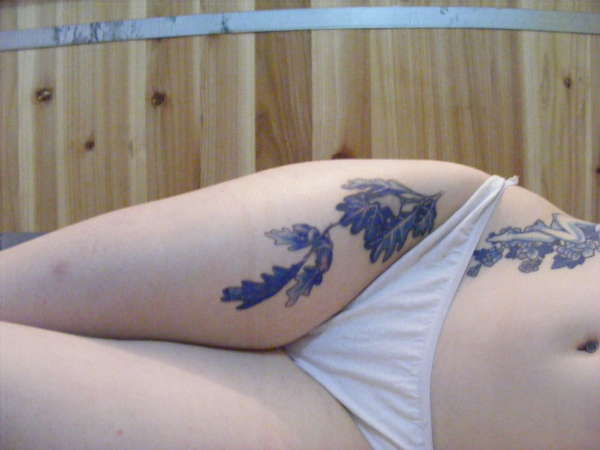 blue leaves tattoo