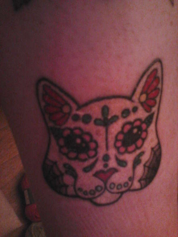 Day Of The Dead Cat Tattoo