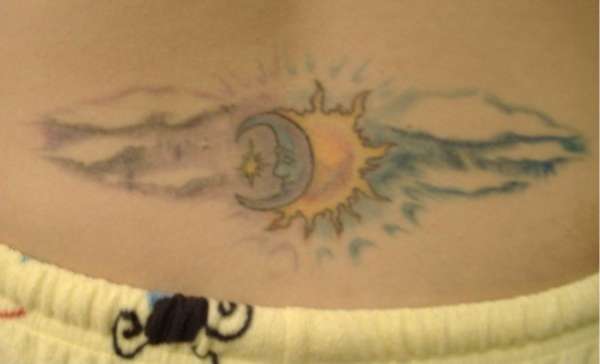 Moon, sun, sky tattoo