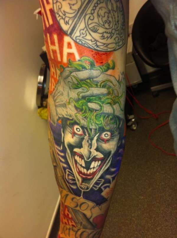 the joker / batman tattoo