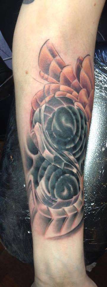 Bio mech cover up tattoo