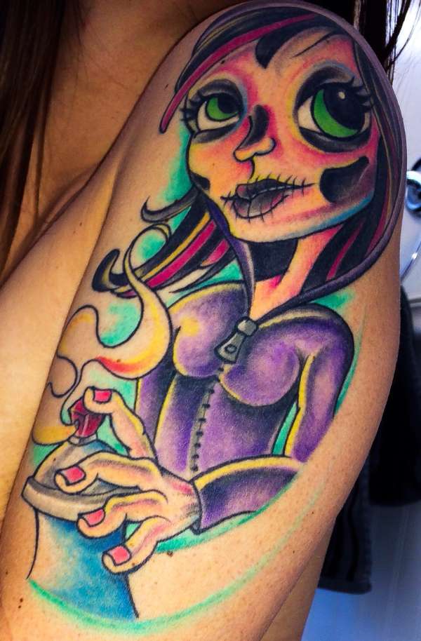 Day of the dead graffiti girl tattoo