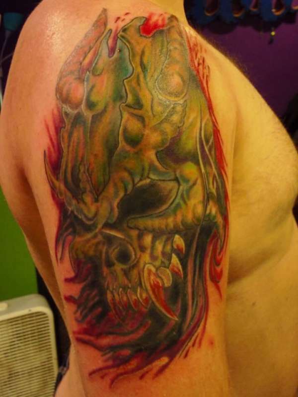 Demonic skull tattoo