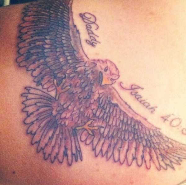 Eagle coverup Isaiah 40:31 tattoo