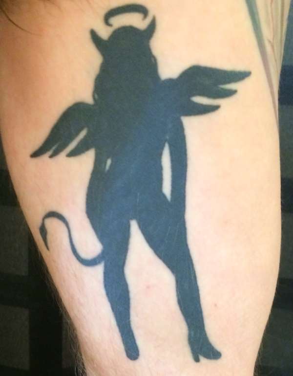 Evil angel tattoo