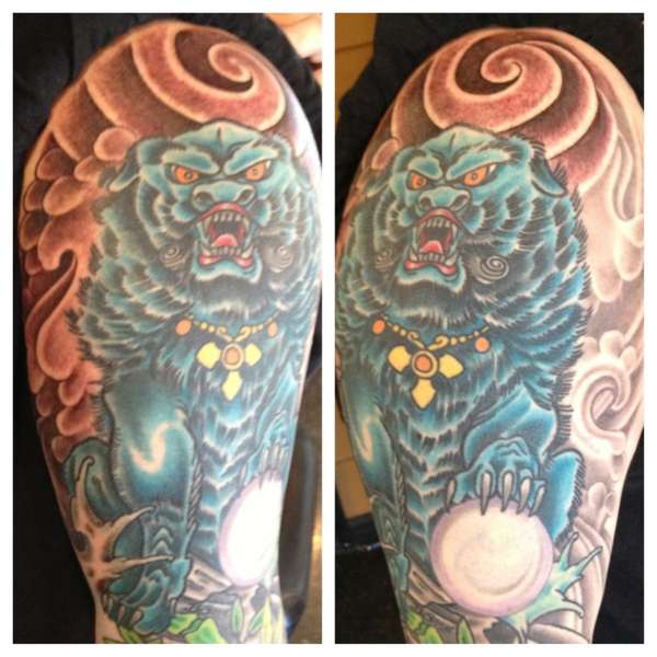 Foo Dog Finished tattoo