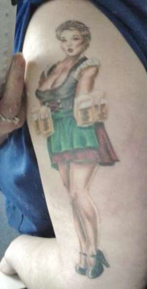 German Beer Maid Pinup tattoo