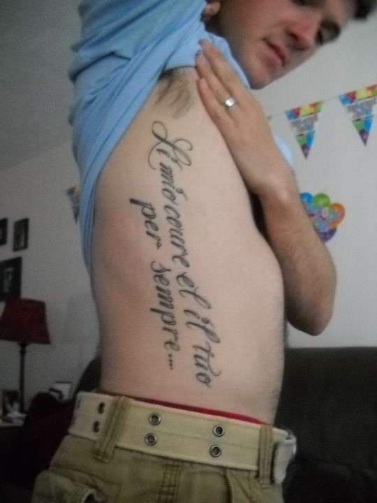 Italian right ribs tattoo
