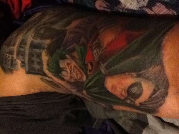 Joker and Robin colored tattoo
