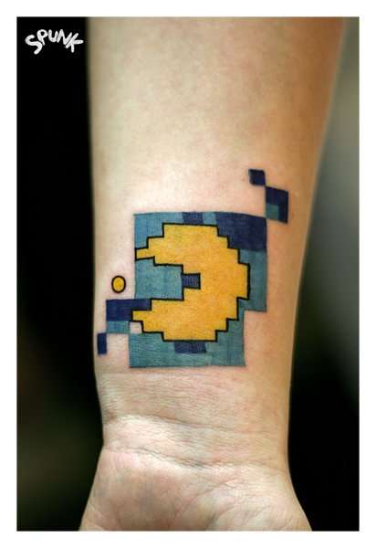Pixel Pacman tattoo